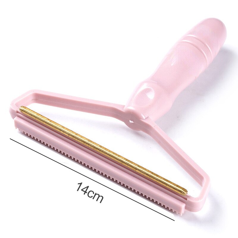 Dual Purpose Lint Brush Pet Fur Remover Copper Carpet Plastic Brush Comb for Smooth Fabric Hair Coat Sofa Sweater Cleaning Tools: Pink