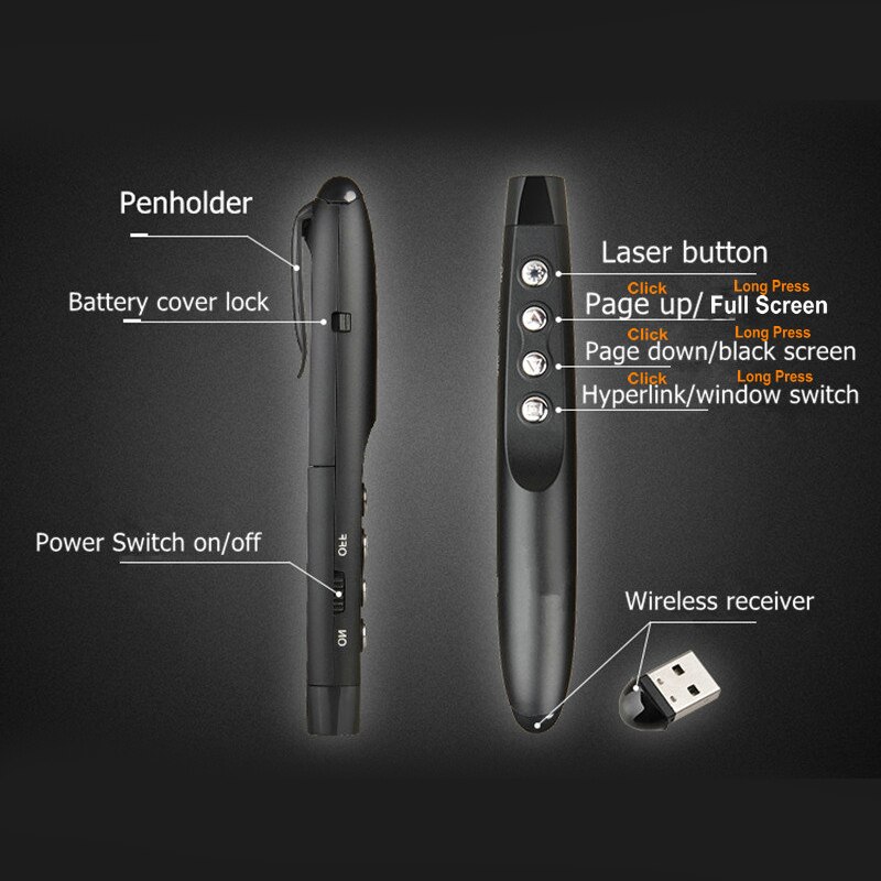 Rf 2.4G Draadloze Ppt Presenter Slide Advancer Flip Pen Pointer Powerpoint Presentatie Clicker Afstandsbediening