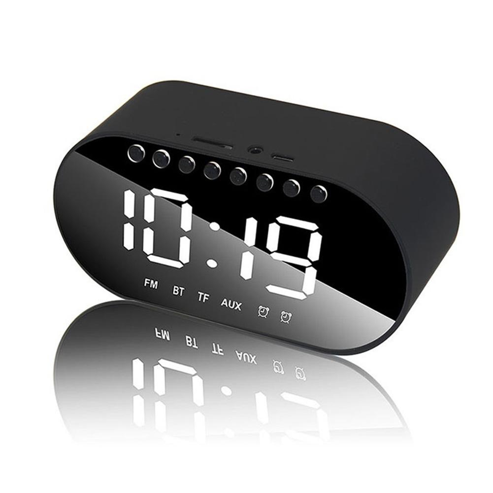 LED Alarm Clock Radio Digital Clock Drahtlose Bluetooth Lautsprecher Unterstützung Dual Wecker/FM Radio/AUX-in /TF Karte/-Stick: Black