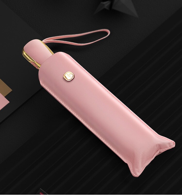 Xiaomi-paraguas plano y automático para mujer, sombrilla ultraligera de viaje, portátil, Anti UV, plegable, 6 varillas: Pink A