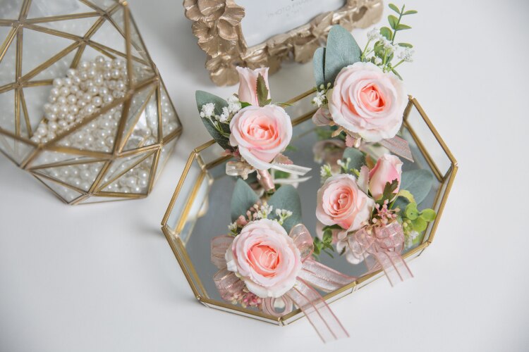 JaneVini romantique Rose Boutinnier mariage Corsages pour marié Pin groomsman artificielle boutonnière boutonnière fleurs Rose broche