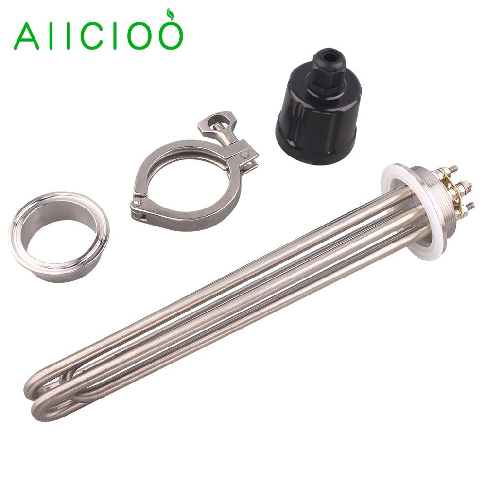 AIICIOO 2&quot;Tri Clamp Heating Element 220v for Liquid Brewing SUS304 64mm Flange Power 3KW/4.5KW/6KW/9KW/380V 12KW