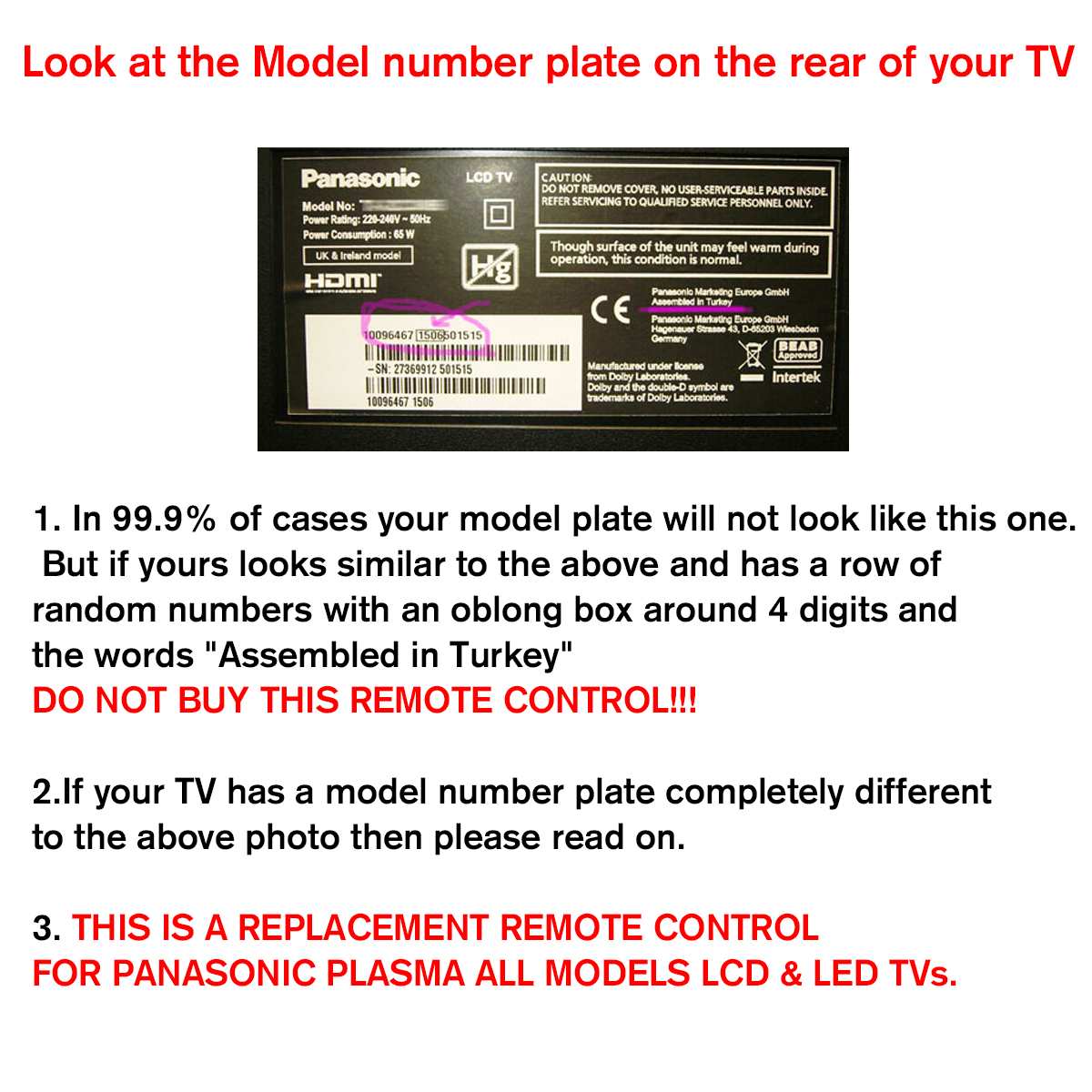 Universele Tv Afstandsbediening Voor Lcd/Led/Hdtv Afstandsbediening Voor Panasonic Tv N2QAYB000572 N2QAYB000487 EUR76280