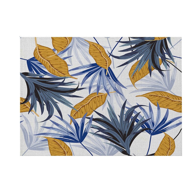 Geometrie Blumen Küche Tischset 42X32 Pflanzen Vogel Dekorative Baumwolle Leinen Tisch matt Westlichen Tischset Getränke Bahn Wasserdicht: 017