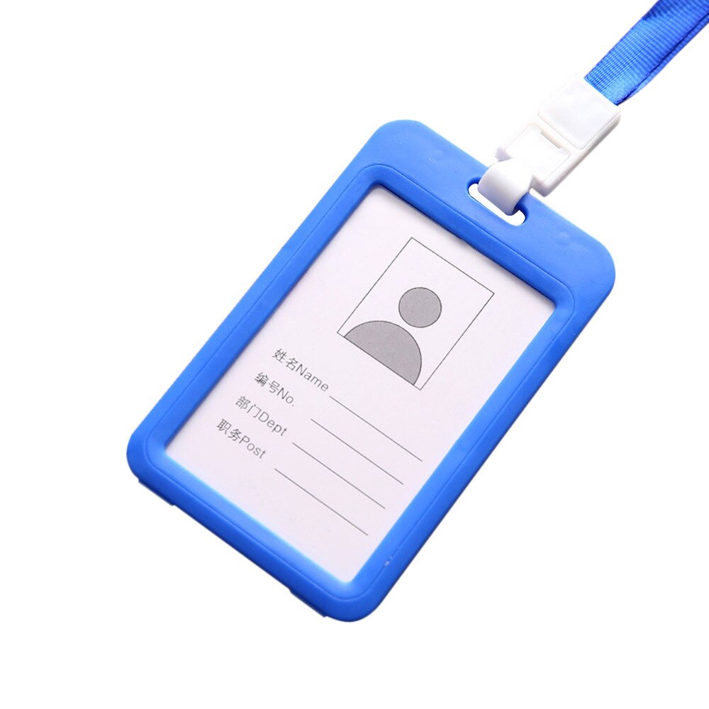 Portable Colorful Employee Plastic ID Card Holder Name Lanyard Neck Strap: B