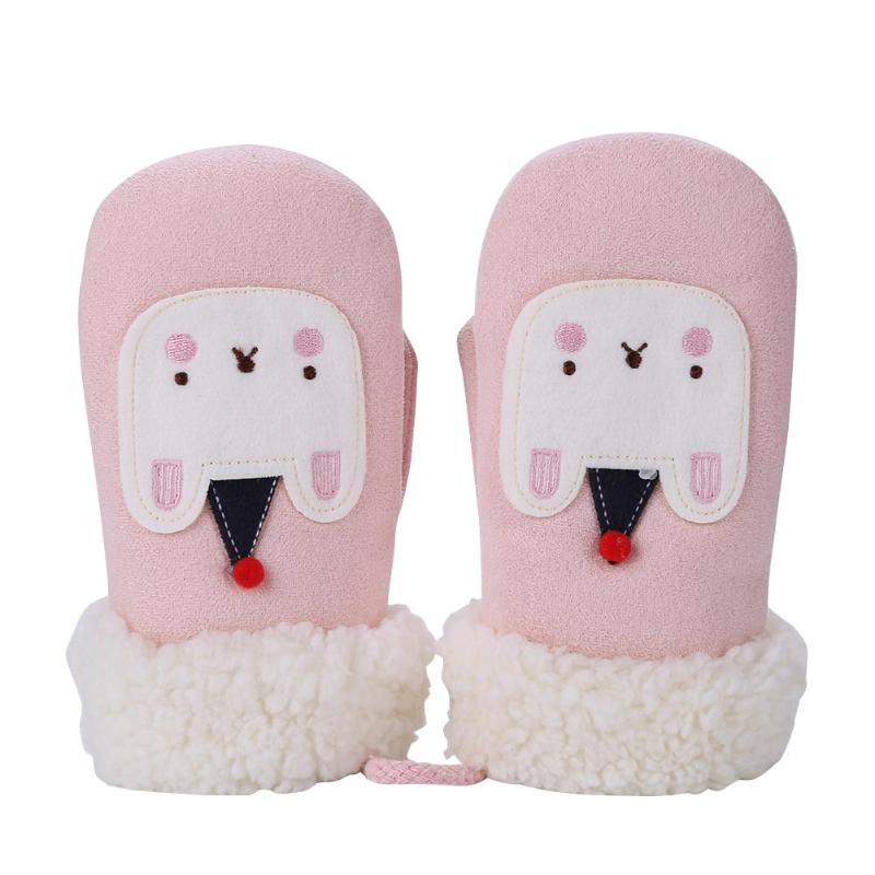1 paio di Ragazzi di Inverno Guanti Caldi Dei Bambini Di Natale Del Fumetto Guanti Da Sci Addensare Mano Muff Mani di Protezione Del Bambino Guanti e Guanti: Pink