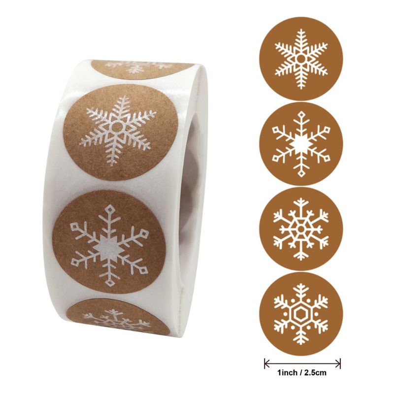 500Pcs/Roll Ronde Kerst Sneeuwvlok Stickers 4 Stijlen Seal Labels Scrapbooking Briefpapier Decor