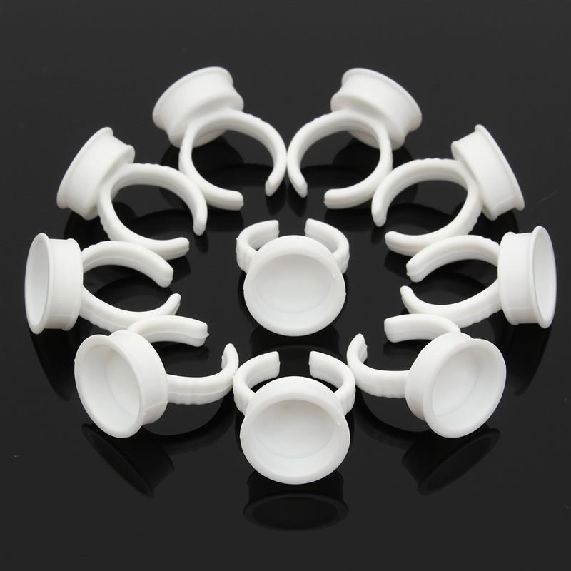 Anillos de pegamento para pigmento Microblading, soporte para tinta de tatuaje S/M/L, accesorios de maquillaje para cejas, tazas de pegamento para extensión de pestañas, 100/1000 Uds.