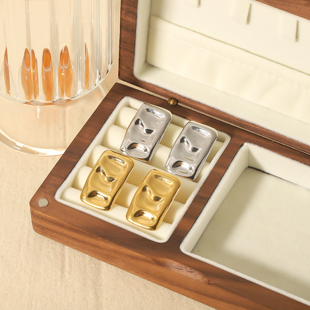 Pendientes de acero inoxidable para mujer, aretes rectangulares llamativos Vintage, aretes grandes y gruesos, joyería para uso diario