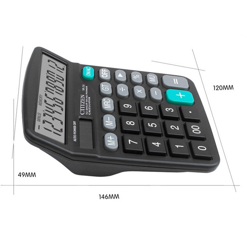 Calculadora Solar M28 de plástico Abs de doble potencia, Calculadora financiera de oficina con pantalla grande de 12 dígitos