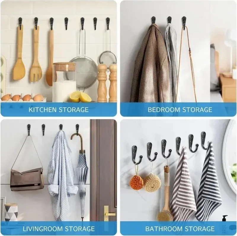 Ganchos de pared para puerta, ganchos para colgar abrigos montados en la pared, gancho de tornillo de Metal resistente para llaves de ropa, organizador de cocina y baño, 30/1 Uds.