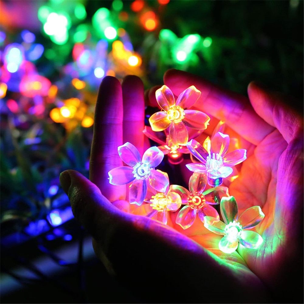 Solar udendørs julelys 20 50 led fe blomst blomst dekorativt lys til indendørs have gårdhave fest træ dekoration