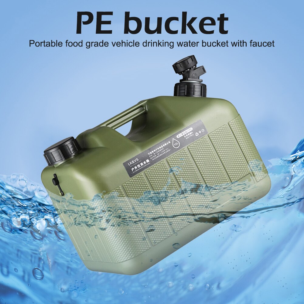 25L Outdoor Hiking Camp Water Bucket Portable Car Driving Water Tank Container Large-caliber Camping Water Canister With Faucet