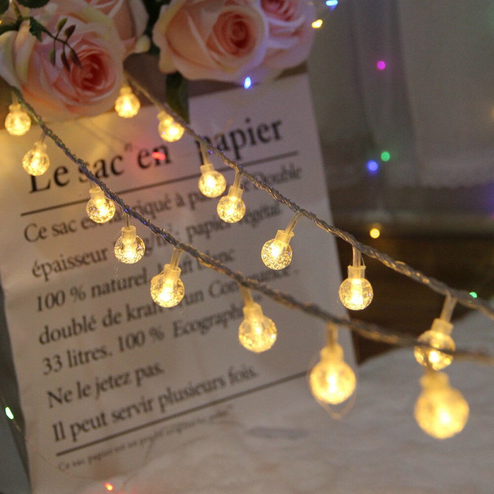 1.5M 3M 6M LED Crystal Ball Garland String Lights Flash Indoor Lamp 10/20/40 LED Fairy Lights Battery/USB Operated: Warm White / > 300W