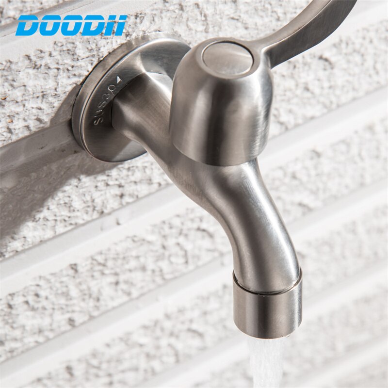 DODI 304 Edelstahl Garten Wasserhahn Zauberstab Montiert Gebürstet draussen Bibcock Garten Waschbecken Mopp Verlängern Wasserhahn Mopp Schwimmbad Wasserhähne