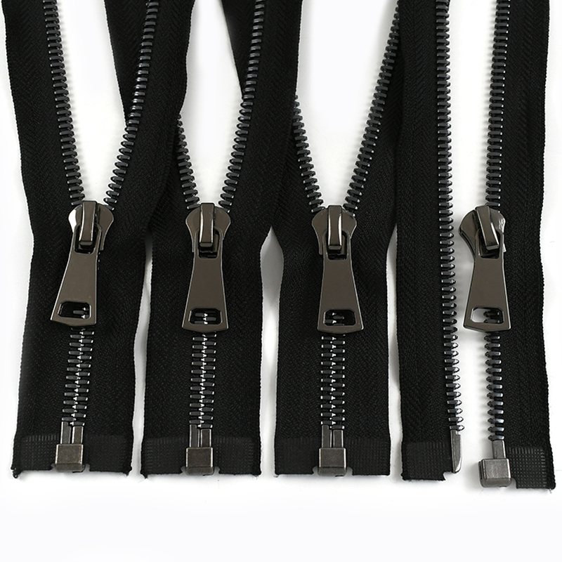 1Pc 70-100cm 8# Metal Zipper Double/Single Slider Open End Auto Lock Zippers for Bag Jacket Sewing Closures Zip Cloth Accessory: Laser Bright / Option3