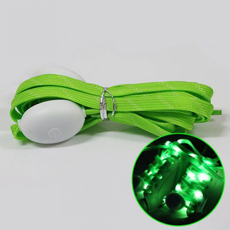 LED clignotant lacet multicolore lueur couleur changeante lacet nuit en cours d'exécution étanche Shoestrings 120 cm longueur: green