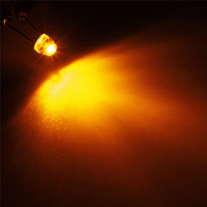 100Pcs 5mm LED Diode DIY Kit White Yellow Red Blue Green Purple Straw Hat LED Wide Angle Light Emitting Diodes Water Clear: Yellow