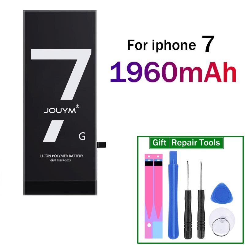 Batería de teléfono móvil JOUYM para iPhone 6S 6 7 8 Plus 5S 5 SE 6plus batería de repuesto para iPhone6 iPhone7 iphone5s + herramientas gratis: For iPhone 7