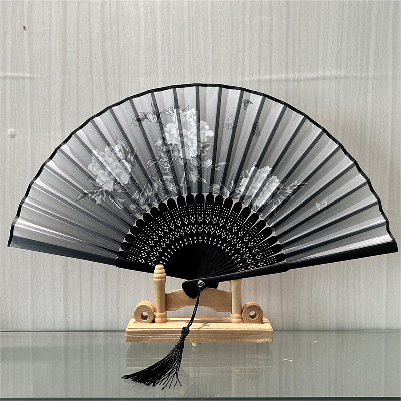 Abanico Manual con motivos de boda, disfraz antiguo, abanicos de mano plegables de estilo chino, , abanico de mano plegable de madera: Transparente