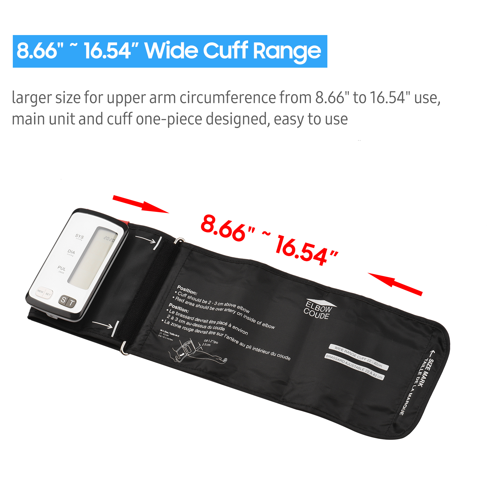 Smart BT Blood Pressure Tester Automatic Upper Arm Electronic Blood Pressure Monitor 3.2-inch LCD Display BP Cuff for Home Use