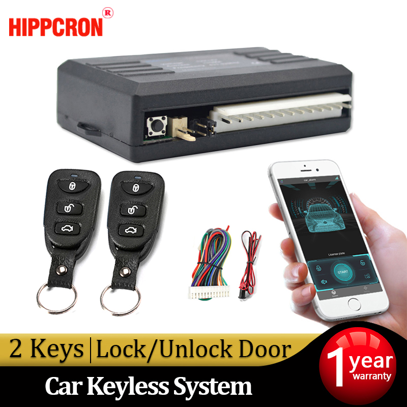 Hippcron Car Alarm System Entry Keyless System Central Locking Auto Remote Central Kit Door Lock APP With Remote Control