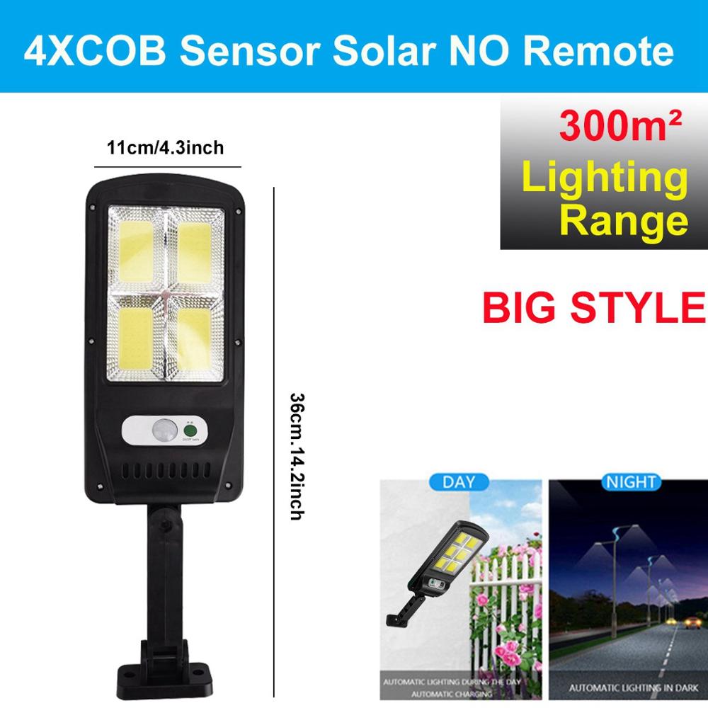 Powerful Remote Control Upgraded COB Solar Light PIR Motion Sensor IP65 Outdoor Solar Wall Street Light Waterproof Lamp: Big 4COB NO RC