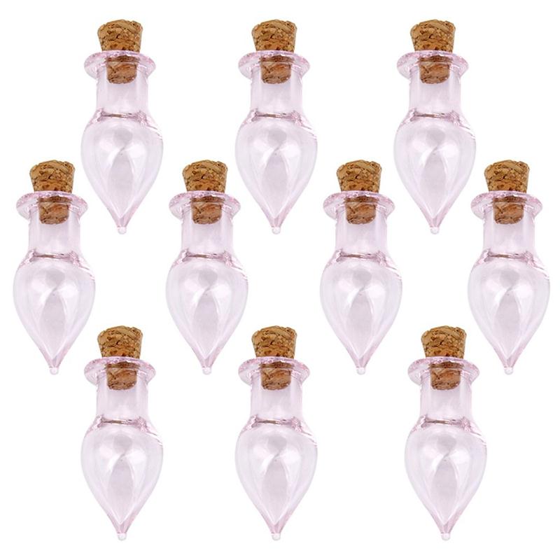 10pcs Clear Cubic Shape Mini Glass Bottles Jars With Cork Wish Note Craft Bottle: 4