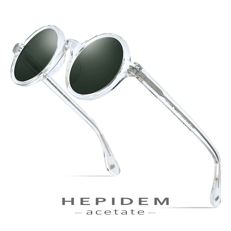 HEPIDEM Vintage Round Polarized Sunglasses - Acetate Frames, UV400 Protection, Retro Style For Men