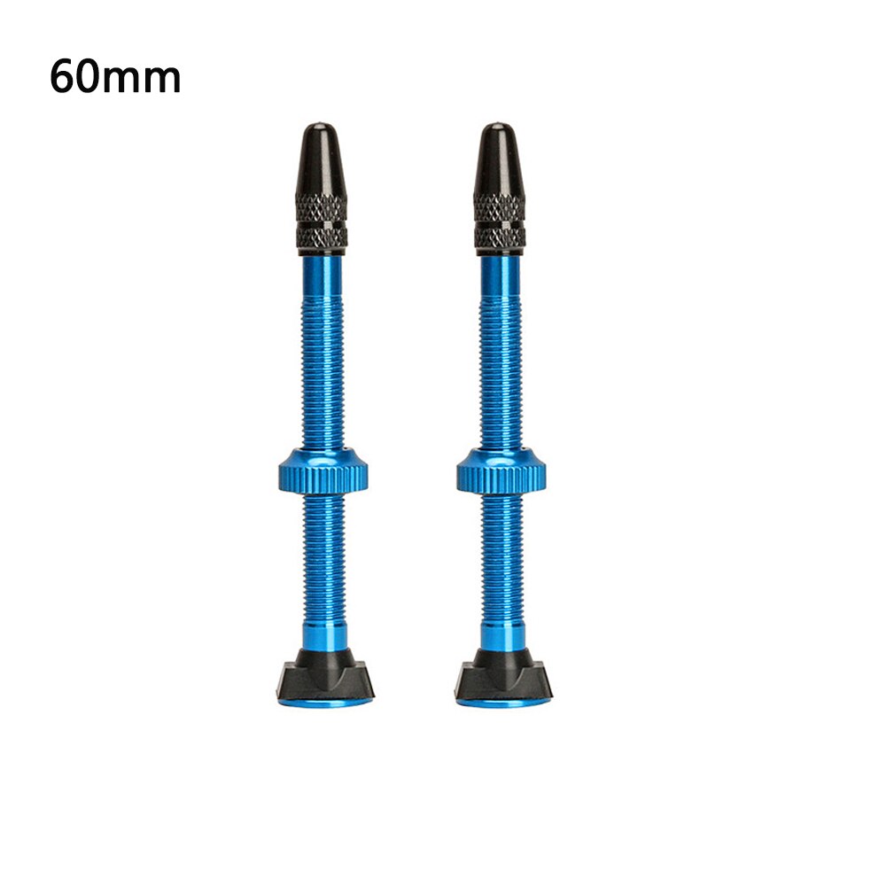 Válvula de neumático sin tubo para bicicleta, vástago de aleación de aluminio de 40 y 60mm, núcleo de latón, 2 uds.: blue 60mm