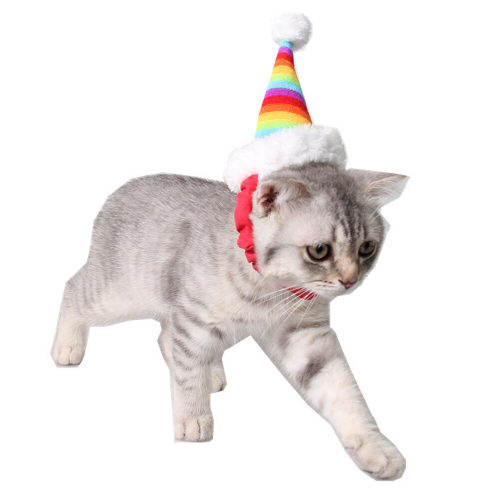 Pet Kat Hond Puppy Dier Kerst Hoed Santa Hoed Pet Konijn Rat Kitten Regenboog Cap Met Elastische Band Kerst Hoed accessoires