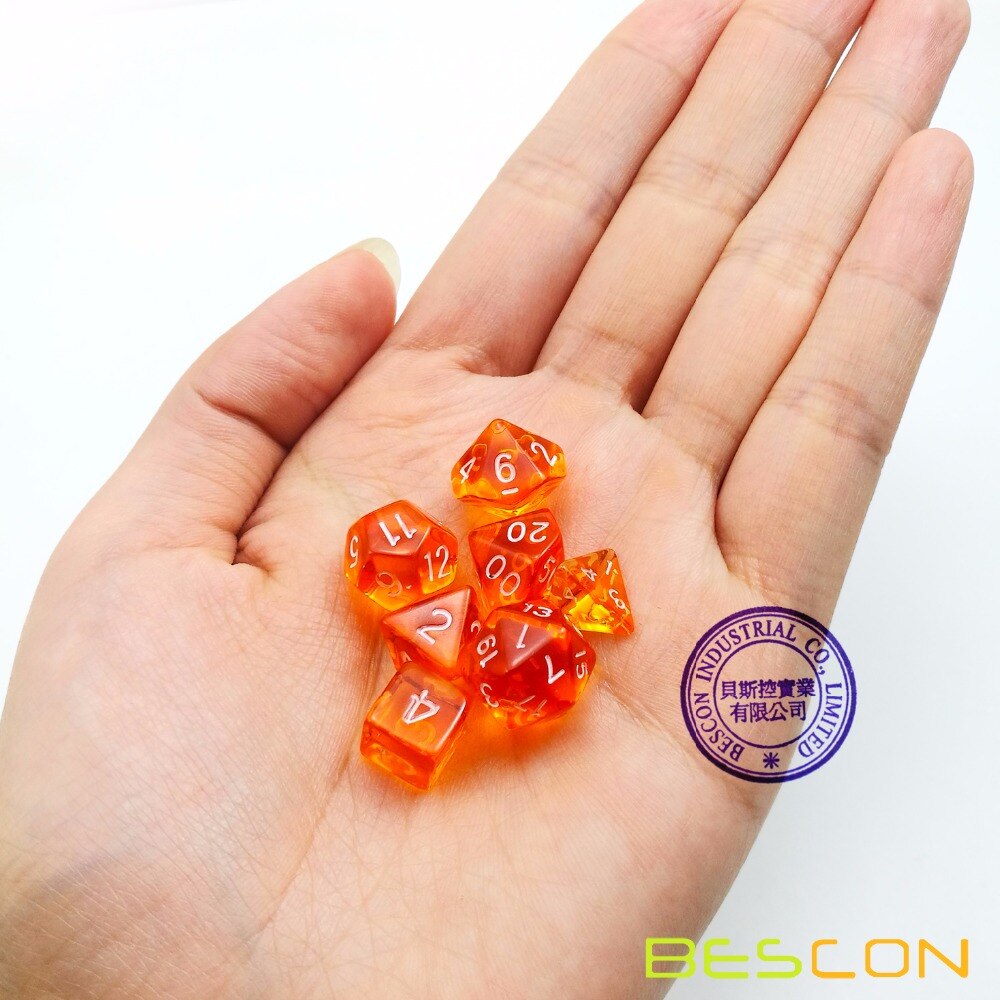 Bescon Mini Transluzenten Polyhedral RPG Würfel Set 10 MM, Kleine RPG Würfel Set D4-D20 in Rohr Verpackung, verschiedene Farbige von 42 stücke