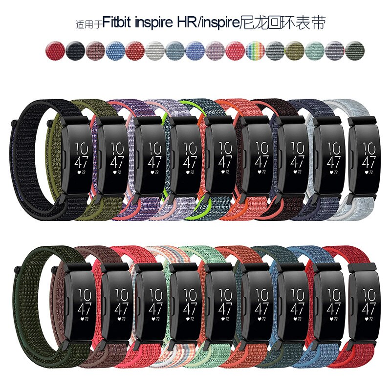 Zachte nylon loopbackband, geweven klittenband polsband, horlogeband voor fitbit inspire hr/inspire smartwatch