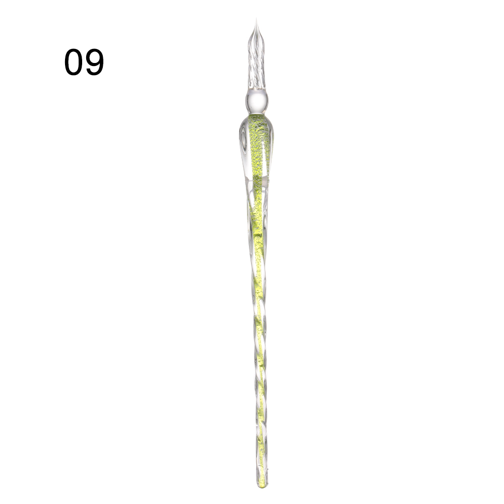 1Pcs Sicher Paket Vintage Glas Dip Tauch Stift Halter Unterschrift Füllung Tinte Brunnen Stifte Handgemachte Glas Dip Brunnen Stift: 9