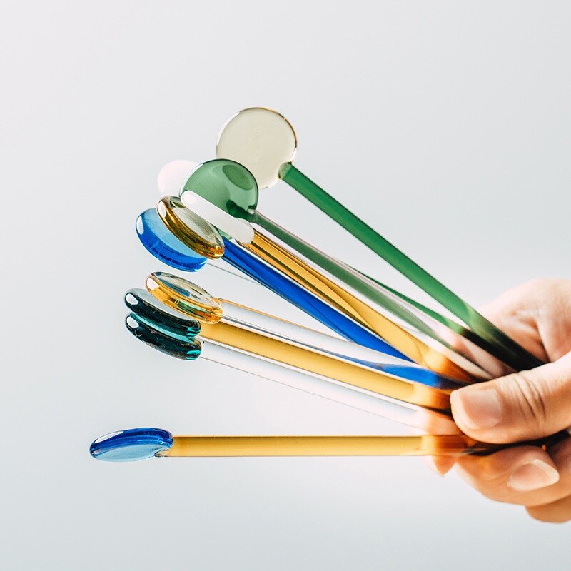 Cucharas de té de vidrio transparente, agitadores de vidrio para café, té, Espresso, resistentes al calor, sin tóxicos, cuchara de vidrio de borosilicato
