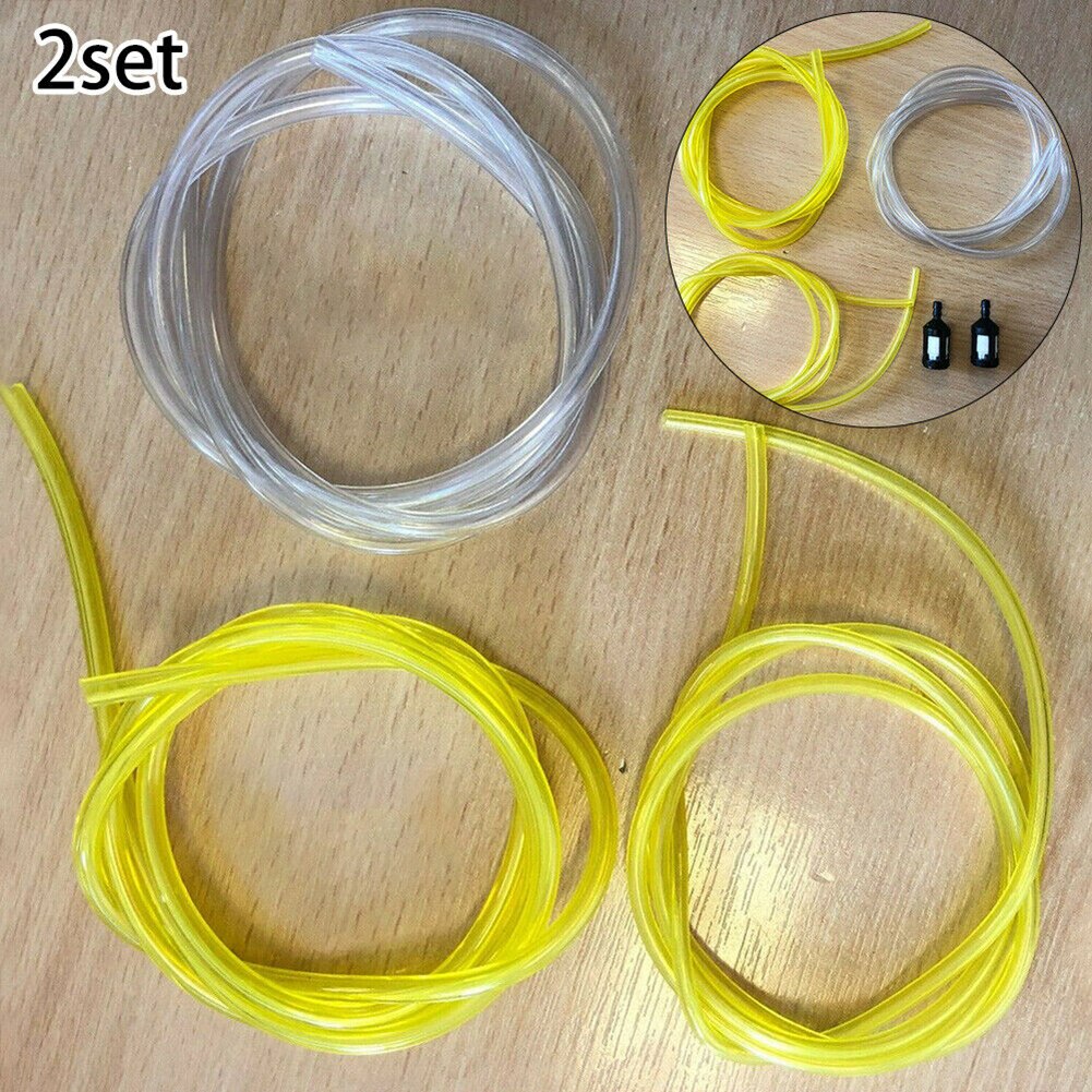 2 Sets Benzine Brandstof Pijp Lijn Slang Buis Filter Strimmer-Chainsaw Vervanging Tool Brandstof Buis + Filter Zowel De buis En Filter In Staat