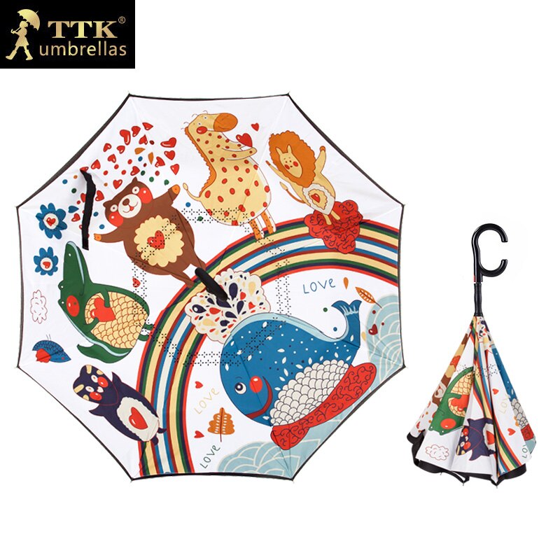 Academy Winddicht Paraplu Patio Stand Reverse Leuke Paraplu Cartoon Voor Vrouwen Paraguas Invertido Huishoudelijke Verhandelt BL50FXS: style 2 automatic