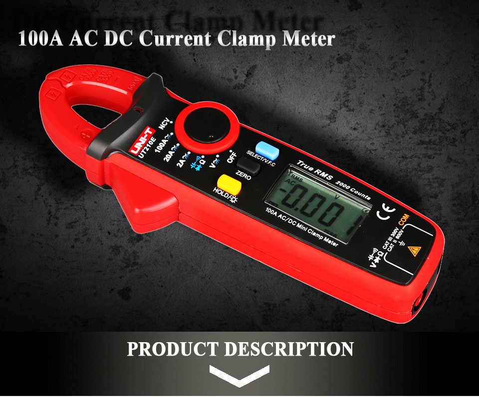 UNI-T UT210E True RMS Mini Digital Clamp Meters AC/DC Current Voltage Auto Range VFC Capacitance Non Contact Multimeter Diode