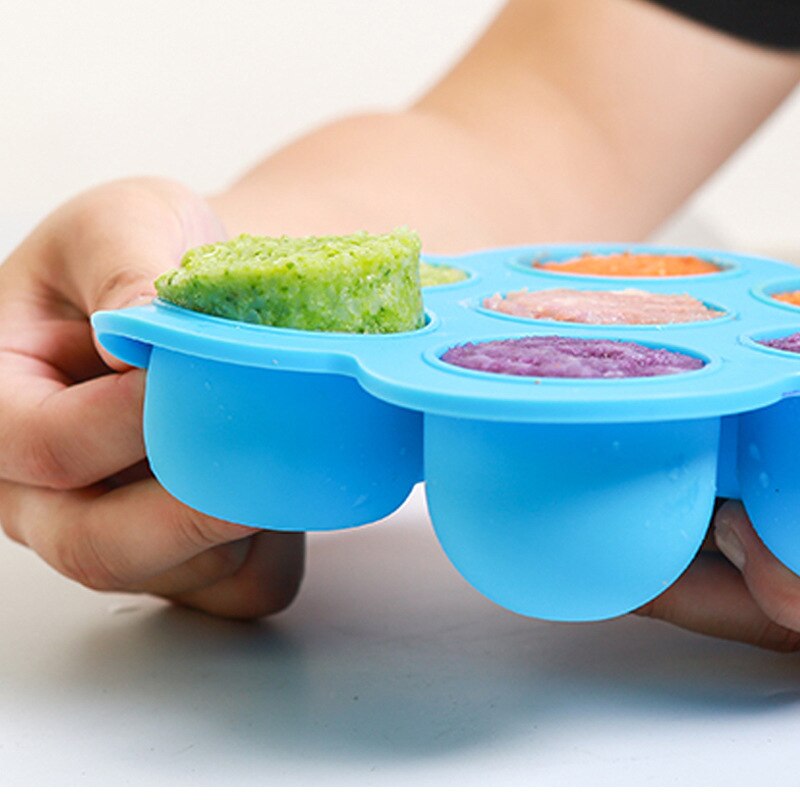 Fødevaregodkendt silikone babymad frysebakke med clip-on låg bpa fri opbevaringsbeholder til grøntsags- og frugtmælk