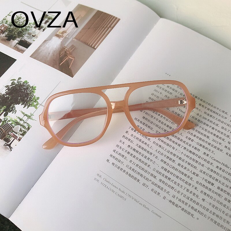 Ovza tvillingbjelker store briller med gjennomsiktige briller kvinners sorte rammer briller menn  s5000