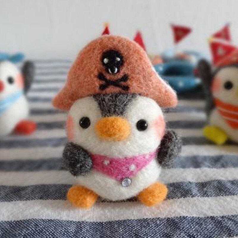 Pinguino di stoffa kit di aghi di lana feltro di lana fa da infeltrimento pendente artigianale ricamo fai da te fatto a mano