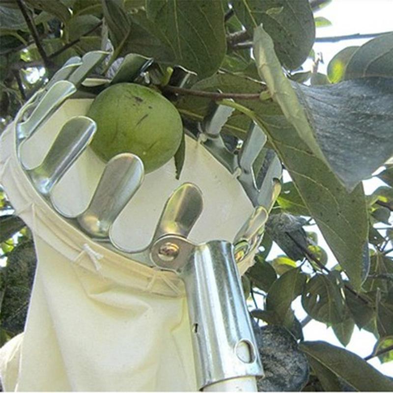 Metal Fruit Picker Convenient Fabric Orchard Gardening Apple Peach High Tree Picking Tools