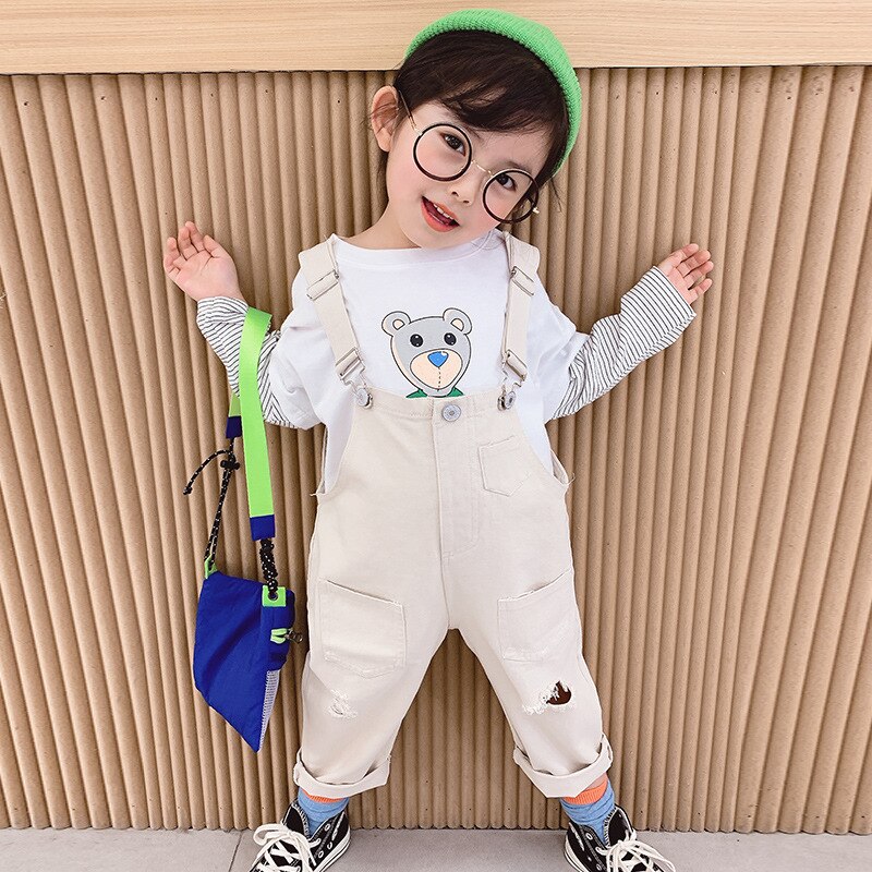 Lente Kids Overalls Koreaanse Casual Jumpsuit Voor Jongens Gat Jongens Overalls 2 3 4 5 6 Jaar Peuter baby Kind Broek