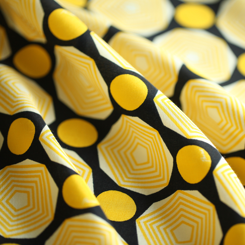 Brand custom geometric printing silk cotton fabric silk fabric for dress natural cotton fabric cotton cloth