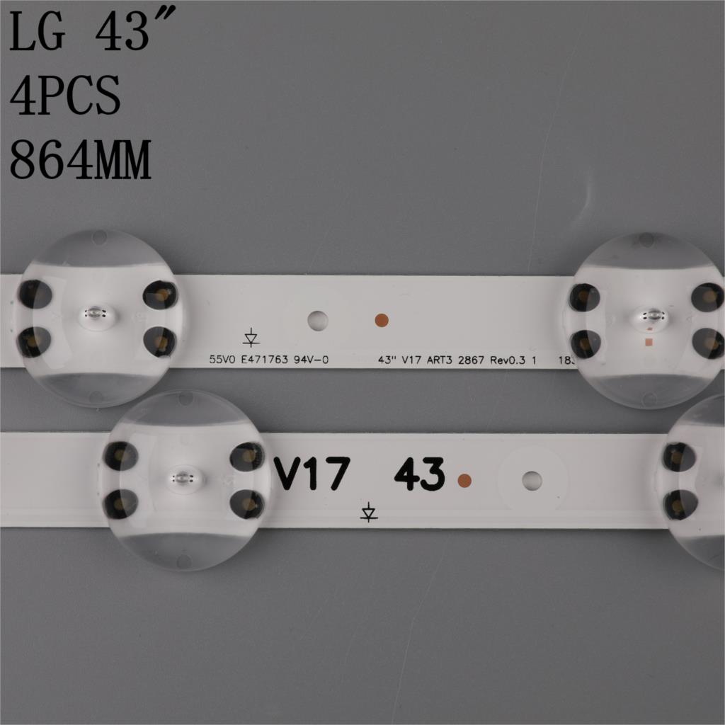 4 x LED Backlight for LG 43" V17 ART3 2867 TV 43UF6500 43VH6100-CB LC430DQE 43LJ614V 43LV340C 43UJ6565 6916L-2744A/2743A 10-LEDs