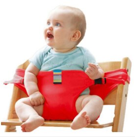 Baby Portable Seat Kids Chair Travel Foldable Washable Infant Dining High Dinning Cover Seat Safety Belt Auxiliary belt: Red