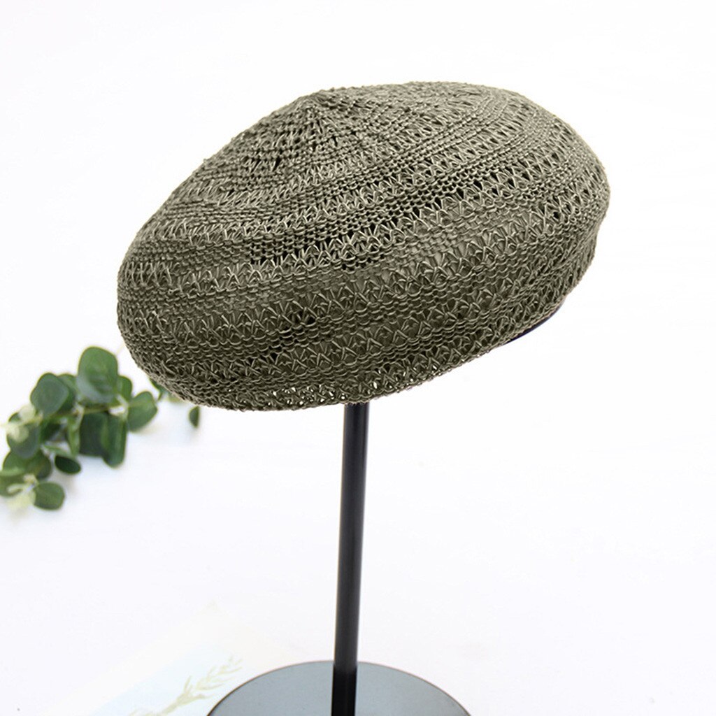 Handgemaakte Vrouwen Baretten Vrouwelijke Stro Hoeden Voor Lente Herfst Meisje Platte Cap Knit Zwarte Baret Voor Vrouw Beanie cap # PP2