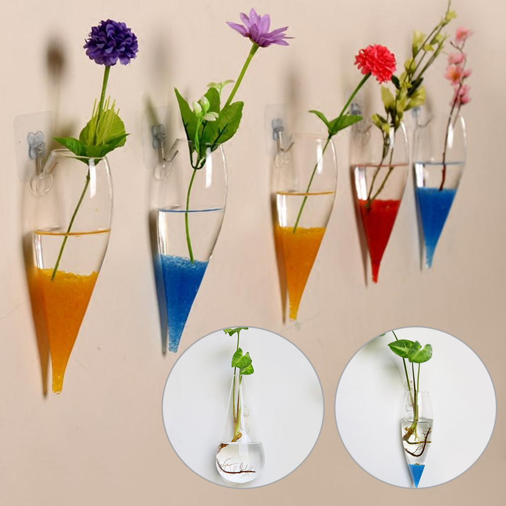 suspended hydroponic vases Glass Wall Hanging Vase Bottle for Plant Flower Decorations