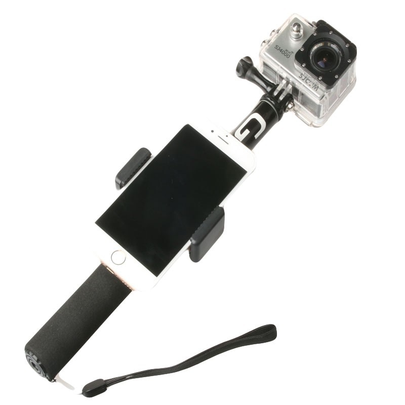 Auto selfie vara handheld extensível pólo monopé telefone titular adaptador para go pro herói 9 8 10 xiaomi yi 4k lite sjcam sj5000