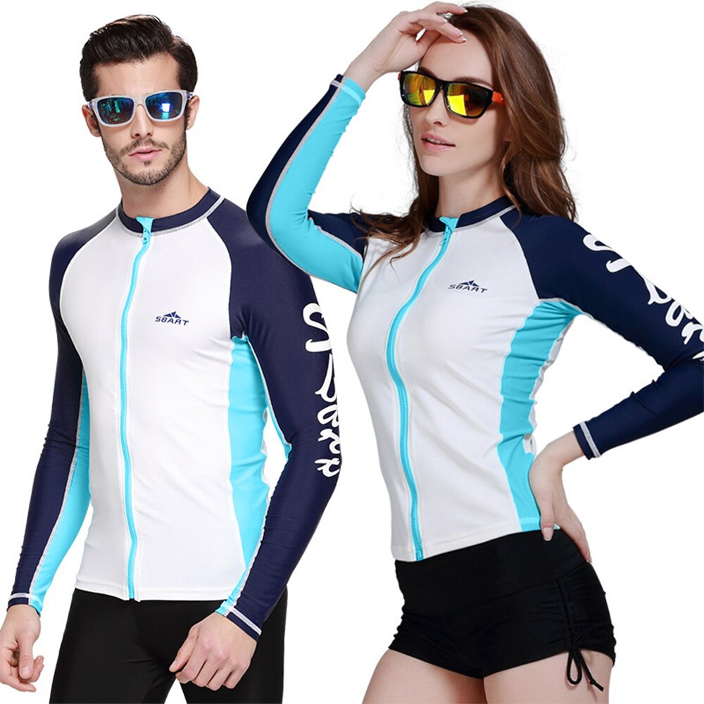 SBART-ropa de protección solar para hombre y mujer, chaqueta de manga larga para surf, esnórquel, natación, protección solar, Top, camisa de sarpullido